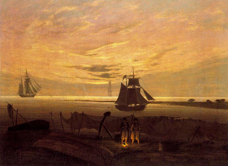 Caspar David Friedrich Evening on the Baltic Sea Germany oil painting art
